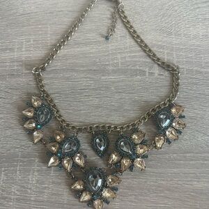 Chic Gold and Blue Teardrop Necklace